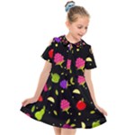Vector Seamless Summer Fruits Pattern Colorful Cartoon Background Kids  Short Sleeve Shirt Dress