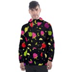 Vector Seamless Summer Fruits Pattern Colorful Cartoon Background Men s Front Pocket Pullover Windbreaker