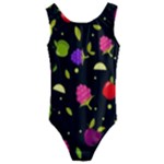 Vector Seamless Summer Fruits Pattern Colorful Cartoon Background Kids  Cut-Out Back One Piece Swimsuit