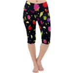 Vector Seamless Summer Fruits Pattern Colorful Cartoon Background Lightweight Velour Cropped Yoga Leggings