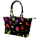 Vector Seamless Summer Fruits Pattern Colorful Cartoon Background Canvas Shoulder Bag
