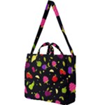 Vector Seamless Summer Fruits Pattern Colorful Cartoon Background Square Shoulder Tote Bag