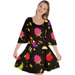 Vector Seamless Summer Fruits Pattern Colorful Cartoon Background Velour Kimono Dress