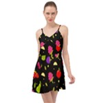 Vector Seamless Summer Fruits Pattern Colorful Cartoon Background Summer Time Chiffon Dress