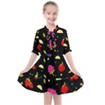 Vector Seamless Summer Fruits Pattern Colorful Cartoon Background Kids  All Frills Chiffon Dress