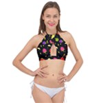 Vector Seamless Summer Fruits Pattern Colorful Cartoon Background Cross Front Halter Bikini Top