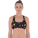 Vector Seamless Summer Fruits Pattern Colorful Cartoon Background Cross Back Hipster Bikini Top 