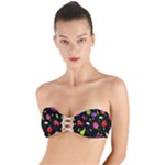 Vector Seamless Summer Fruits Pattern Colorful Cartoon Background Twist Bandeau Bikini Top