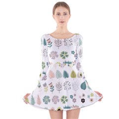 Cute Flowers Plants Big Collection Long Sleeve Velvet Skater Dress by Vaneshart