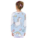 Unicorn Seamless Pattern Background Vector Kids  Long Sleeve Tee View2