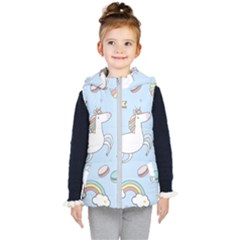 Unicorn Seamless Pattern Background Vector Kids  Hooded Puffer Vest by Sobalvarro