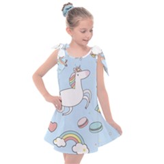Unicorn Seamless Pattern Background Vector Kids  Tie Up Tunic Dress by Sobalvarro