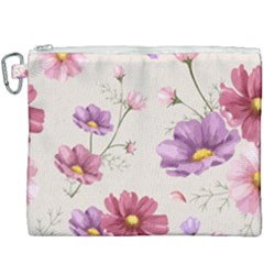 Vector Hand Drawn Cosmos Flower Pattern Canvas Cosmetic Bag (xxxl) by Sobalvarro