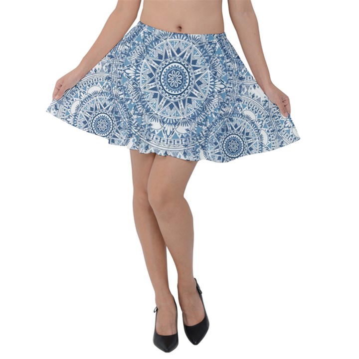 Boho Pattern Style Graphic Vector Velvet Skater Skirt