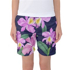 Vector Hand Drawn Orchid Flower Pattern Women s Basketball Shorts by Sobalvarro