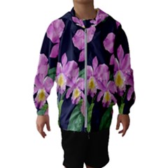 Vector Hand Drawn Orchid Flower Pattern Kids  Hooded Windbreaker by Sobalvarro