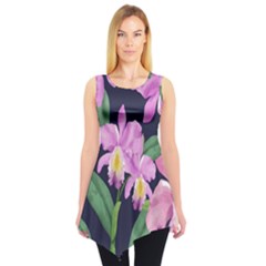 Vector Hand Drawn Orchid Flower Pattern Sleeveless Tunic by Sobalvarro