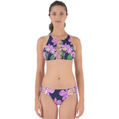 Vector Hand Drawn Orchid Flower Pattern Perfectly Cut Out Bikini Set by Sobalvarro
