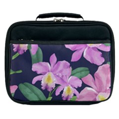 Vector Hand Drawn Orchid Flower Pattern Lunch Bag by Sobalvarro