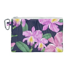 Vector Hand Drawn Orchid Flower Pattern Canvas Cosmetic Bag (large) by Sobalvarro