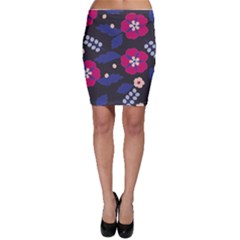 Vector Seamless Flower And Leaves Pattern Bodycon Skirt by Sobalvarro