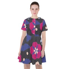 Vector Seamless Flower And Leaves Pattern Sailor Dress by Sobalvarro