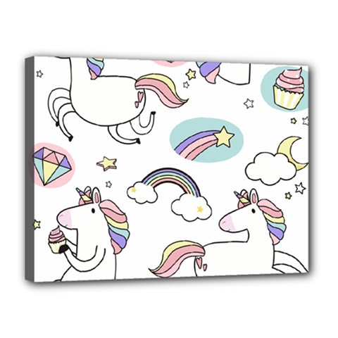 Cute Unicorns With Magical Elements Vector Canvas 16  X 12  (stretched) by Sobalvarro