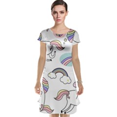 Cute Unicorns With Magical Elements Vector Cap Sleeve Nightdress by Sobalvarro