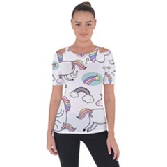 Cute Unicorns With Magical Elements Vector Shoulder Cut Out Short Sleeve Top by Sobalvarro