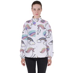 Cute Unicorns With Magical Elements Vector Women s High Neck Windbreaker by Sobalvarro