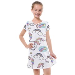 Cute Unicorns With Magical Elements Vector Kids  Cross Web Dress by Sobalvarro