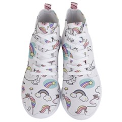Cute Unicorns With Magical Elements Vector Men s Lightweight High Top Sneakers by Sobalvarro