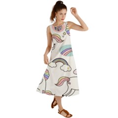 Cute Unicorns With Magical Elements Vector Summer Maxi Dress by Sobalvarro