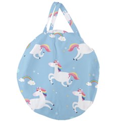 Unicorn Seamless Pattern Background Vector (2) Giant Round Zipper Tote by Sobalvarro