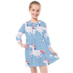 Unicorn Seamless Pattern Background Vector (2) Kids  Quarter Sleeve Shirt Dress by Sobalvarro