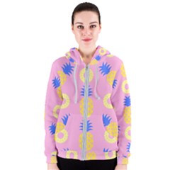 Pop Art Pineapple Seamless Pattern Vector Women s Zipper Hoodie by Sobalvarro