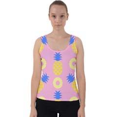 Pop Art Pineapple Seamless Pattern Vector Velvet Tank Top by Sobalvarro