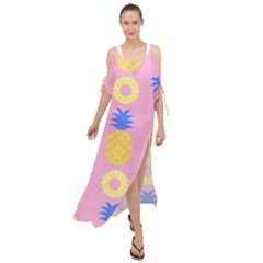 Pop Art Pineapple Seamless Pattern Vector Maxi Chiffon Cover Up Dress by Sobalvarro