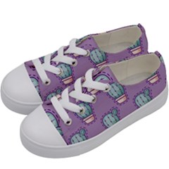 Seamless Pattern Patches Cactus Pots Plants Kids  Low Top Canvas Sneakers by Vaneshart