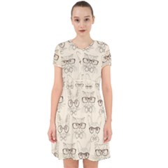 Seamless Pattern Hand Drawn Cats With Hipster Accessories Adorable In Chiffon Dress by Vaneshart