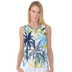 Colorful Summer Palm Trees White Forest Background Women s Basketball Tank Top by Vaneshart