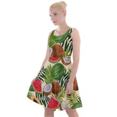 Tropical Pattern Background Knee Length Skater Dress