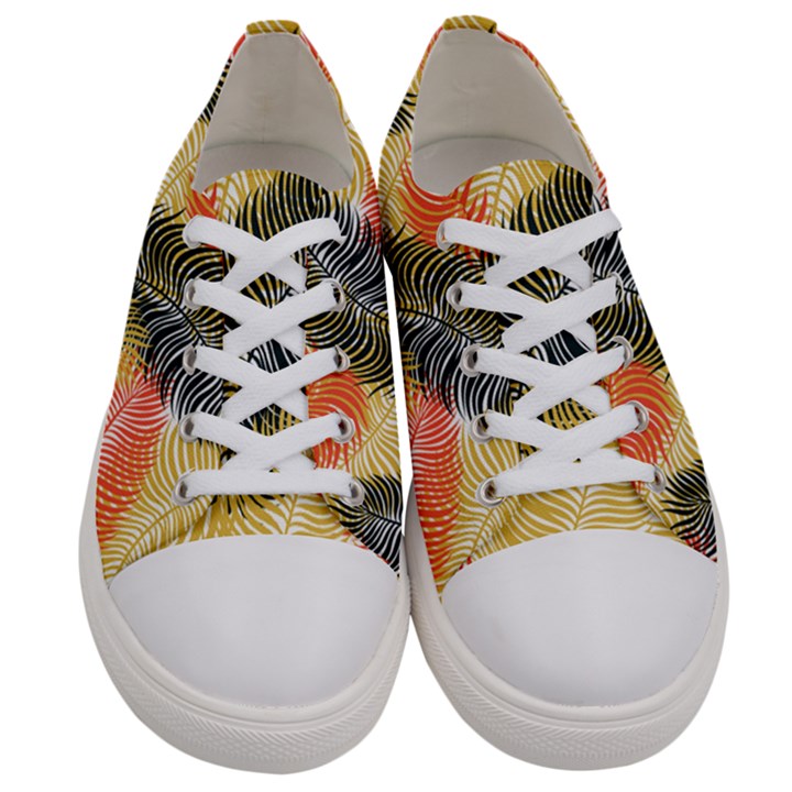 Tropical Seamless Pattern With Exotic Palm Leaves Women s Low Top Canvas Sneakers