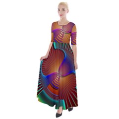 Lines Rays Background Light Rainbow Half Sleeves Maxi Dress by Bajindul