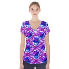 Cut Glass Beads Short Sleeve Front Detail Top by essentialimage