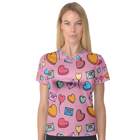 Candy Pattern V-neck Sport Mesh Tee by Sobalvarro