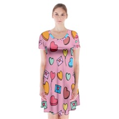 Candy Pattern Short Sleeve V-neck Flare Dress by Sobalvarro