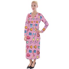 Candy Pattern Velvet Maxi Wrap Dress by Sobalvarro