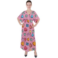 Candy Pattern V-neck Boho Style Maxi Dress by Sobalvarro