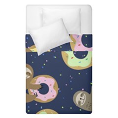 Cute Sloth With Sweet Doughnuts Duvet Cover Double Side (single Size) by Sobalvarro